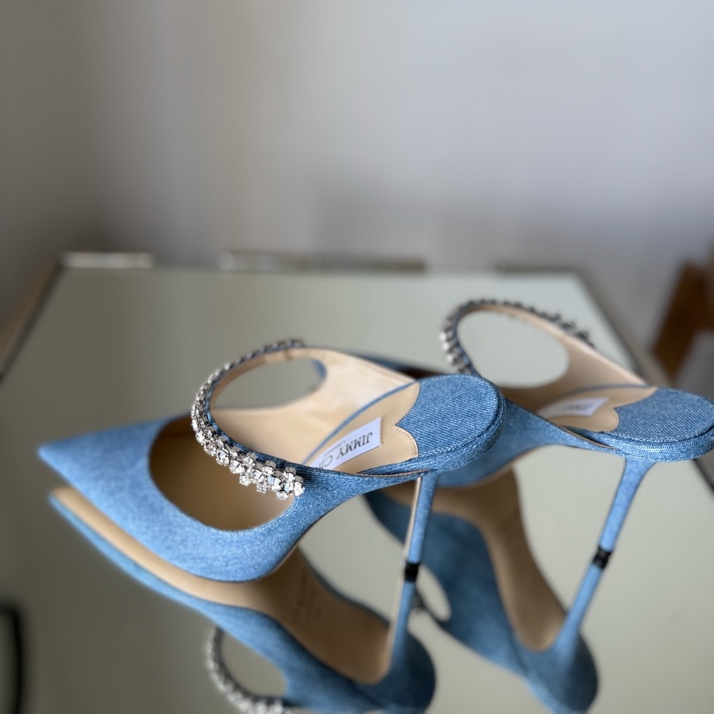 New Jimmy Choo Bing 100 embellished denim mules 39 $1,095 - Picture 9 of 15